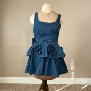 Elegant Blue Denim Mini Dress size L US 10